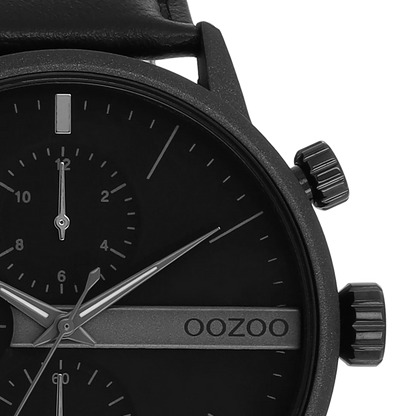 OOZOO C11224 45MM Timepieces Black Leather Strap