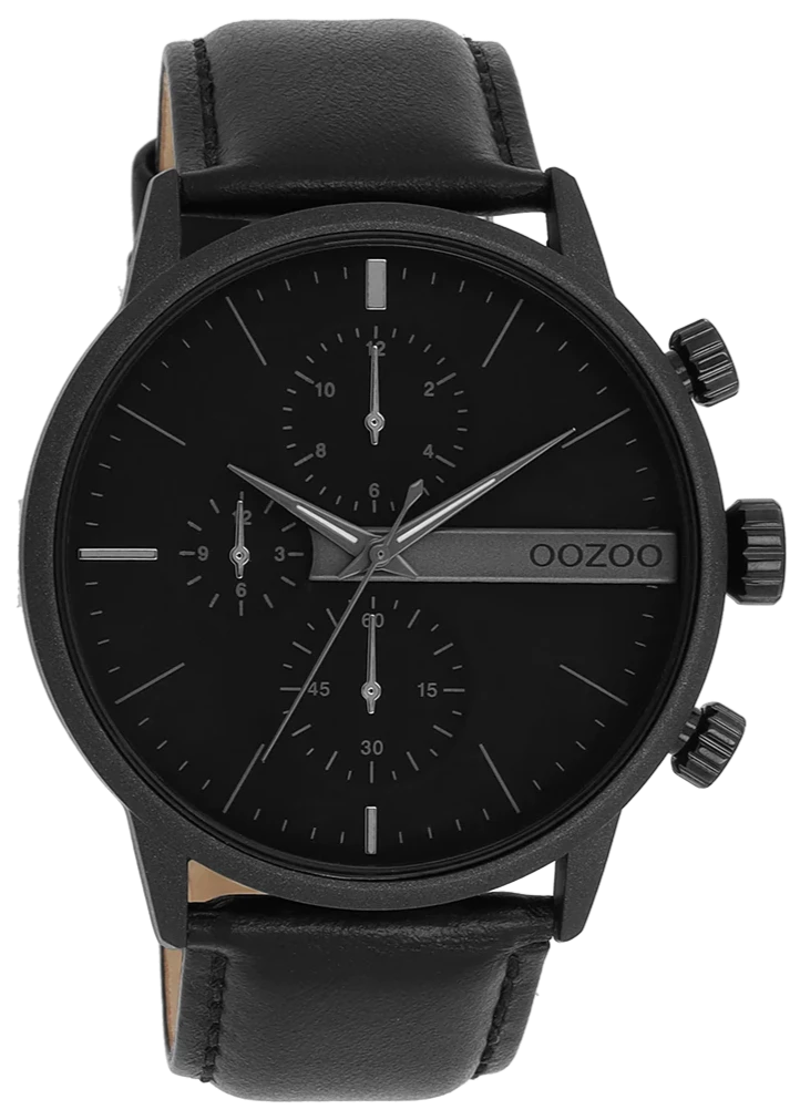 OOZOO C11224 45MM Timepieces Black Leather Strap