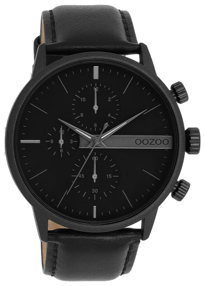 OOZOO C11224 45MM Timepieces Black Leather Strap