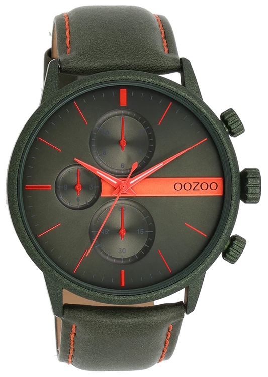 OOZOO C11227 45MM Timepieces Green Leather Strap