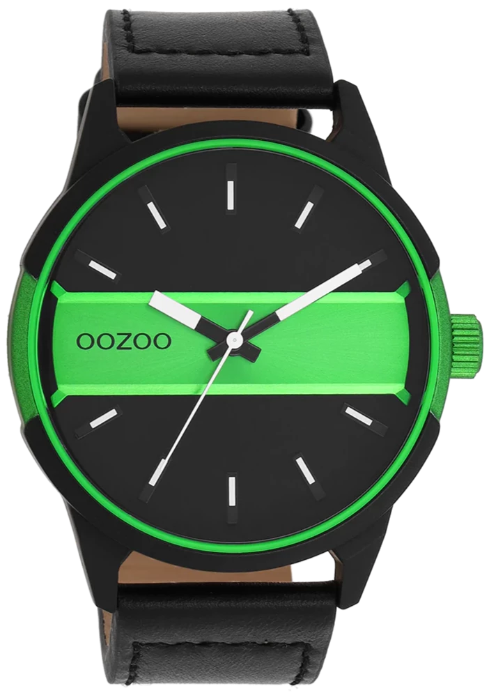 OOZOO C11234 48MM Timepieces Black Leather Strap