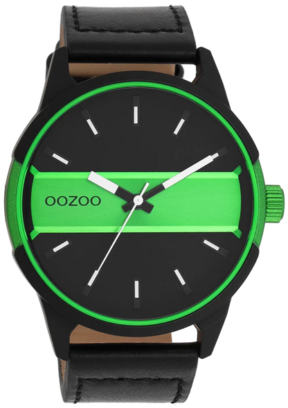 OOZOO C11234 48MM Timepieces Black Leather Strap