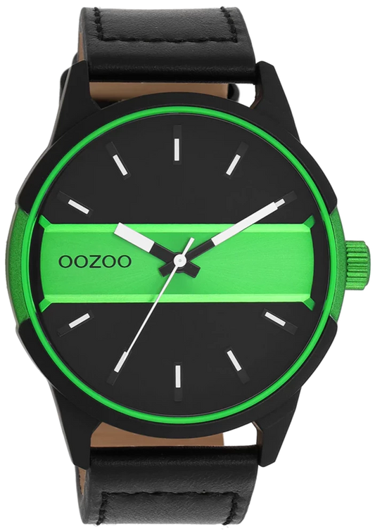 OOZOO C11234 48MM Timepieces Black Leather Strap