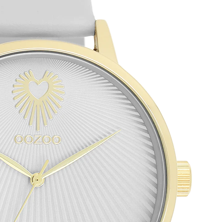 OOZOO C11240 42mm Timepieces Light Grey Leather Strap