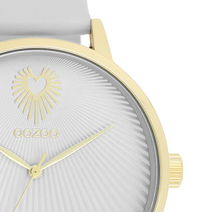 OOZOO C11240 42mm Timepieces Light Grey Leather Strap