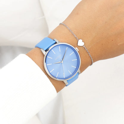 OOZOO C11296 42mm Timepieces Light Blue Leather Strap