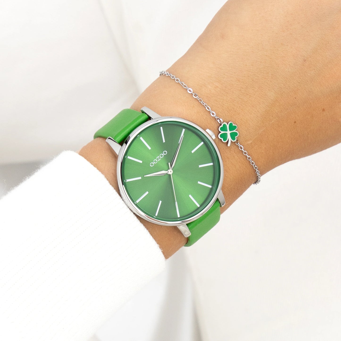 OOZOO C11297 42mm Timepieces Green Leather Strap