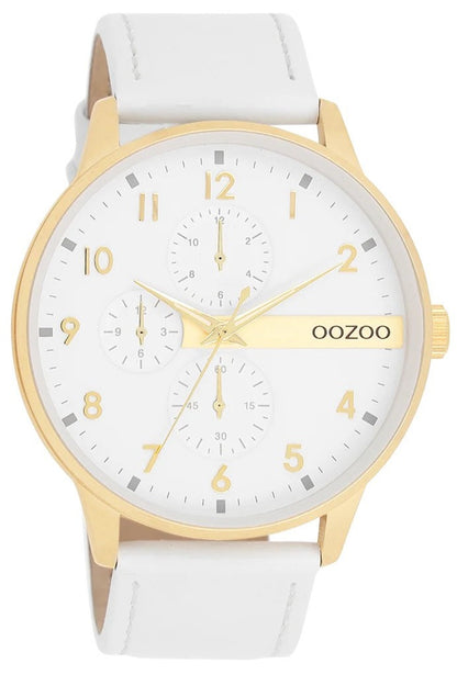 OOZOO C11305 45MM Timepieces White Leather Strap