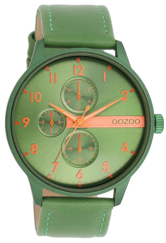 OOZOO C11308 45MM Timepieces Green Leather Strap