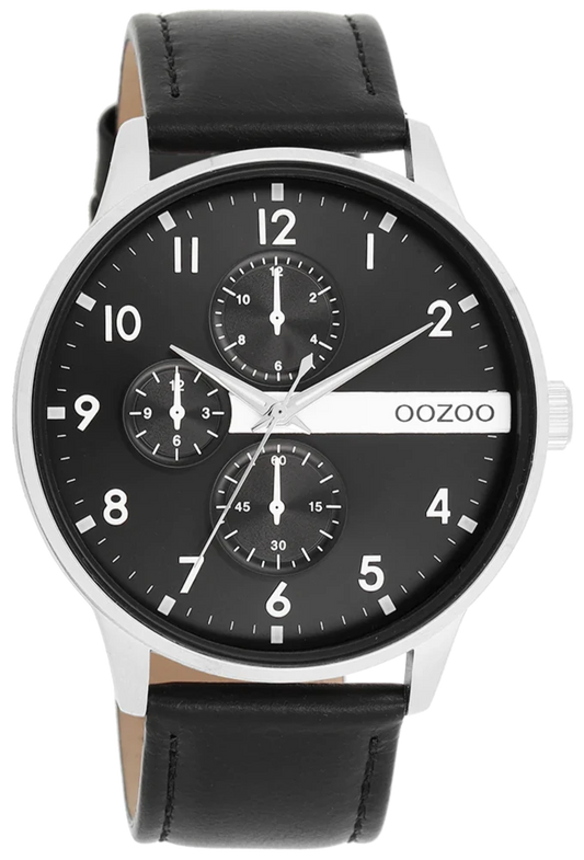 OOZOO C11309 45MM Timepieces Black Leather Strap