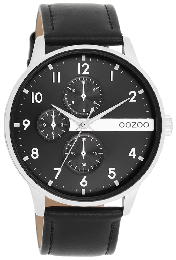 OOZOO C11309 45MM Timepieces Black Leather Strap