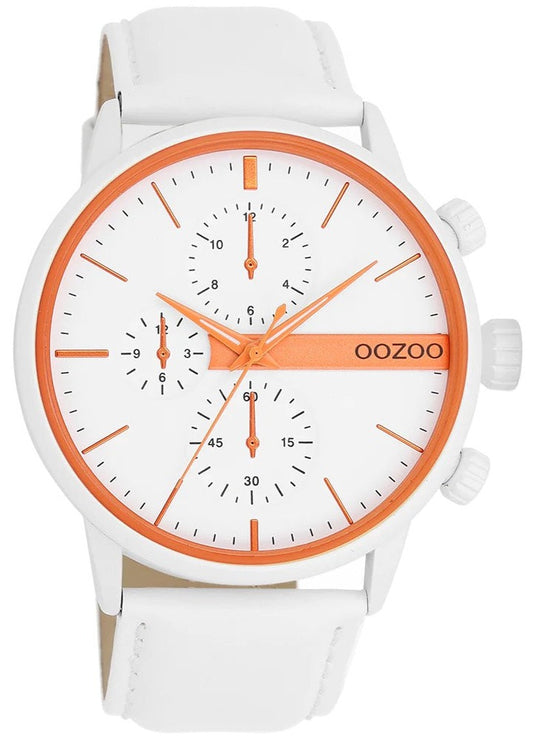 OOZOO C11314 45MM Timepieces White Leather Strap