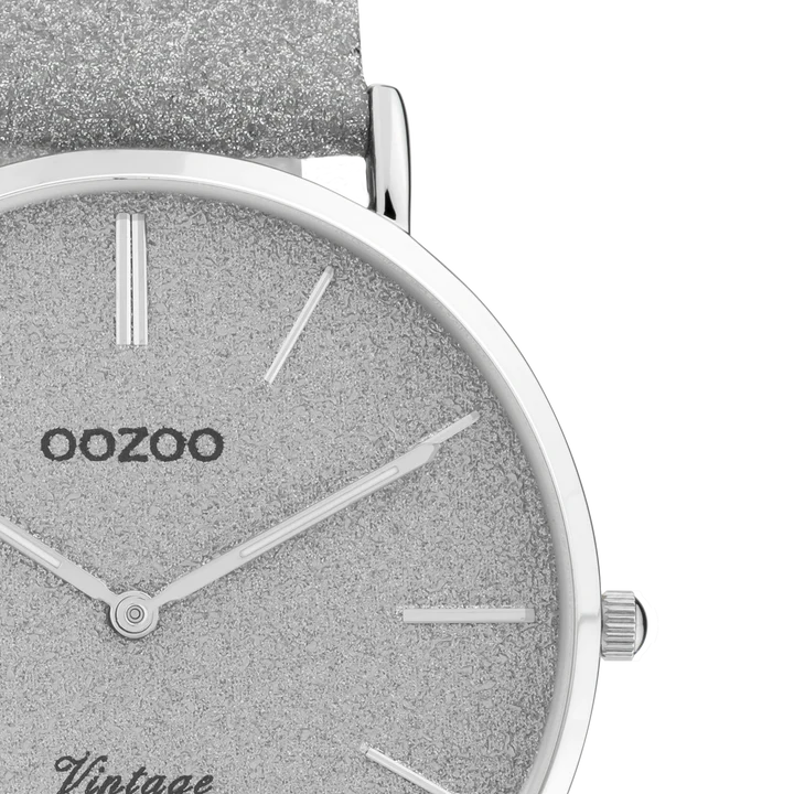 OOZOO C20160 40MM Timepieces Vintage Series Silver Leather Strap