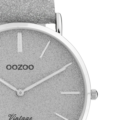 OOZOO C20160 40MM Timepieces Vintage Series Silver Leather Strap