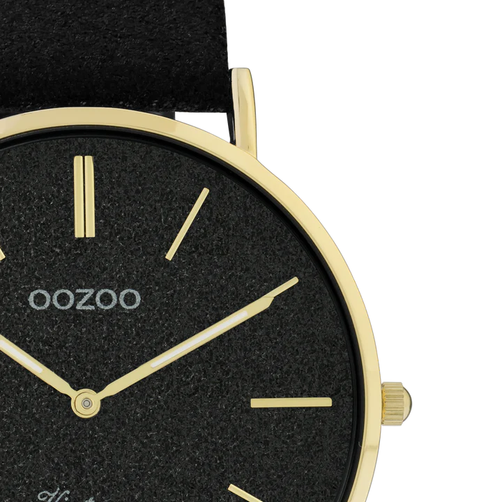 OOZOO C20164 40MM Timepieces Vintage Series Black Leather Strap