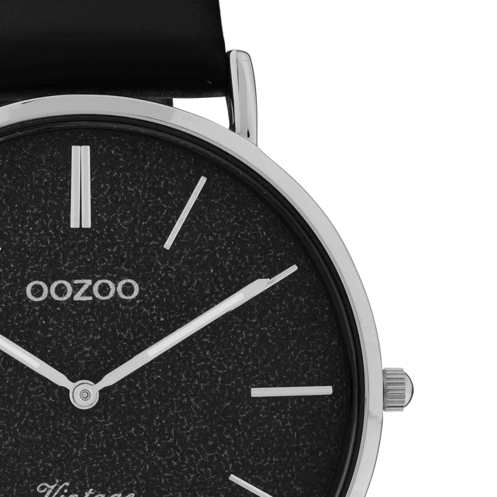 OOZOO C20168 40MM Timepieces Vintage Series Black Leather Strap