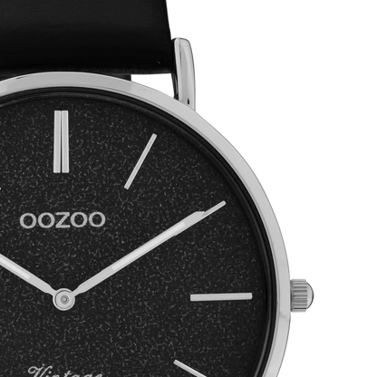 OOZOO C20168 40MM Timepieces Vintage Series Black Leather Strap