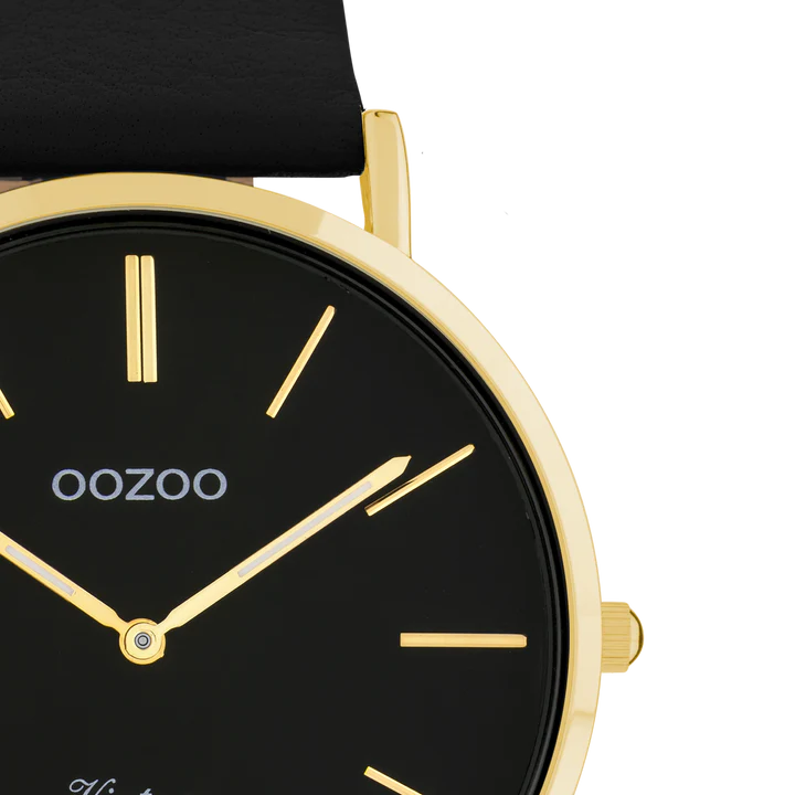 OOZOO C20180 40MM Vintage Black Leather Strap