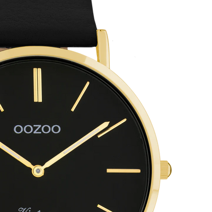 OOZOO C20180 40MM Vintage Black Leather Strap