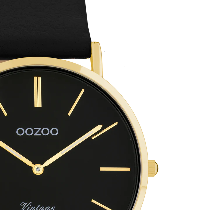 OOZOO C20181 36MM Vintage Black Leather Strap