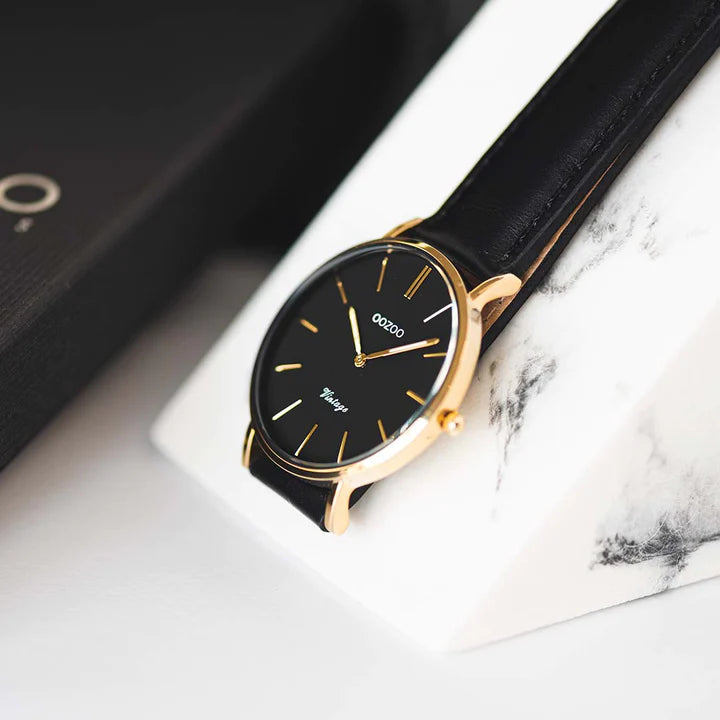 OOZOO C20181 36MM Vintage Black Leather Strap