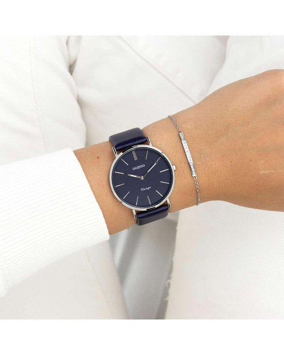 OOZOO C20328 40mm Vintage Blue Leather Strap