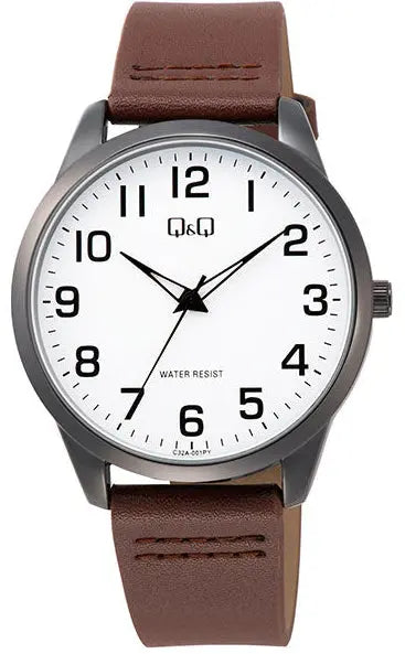 Q&Q C32A-001PY Brown Leather Strap