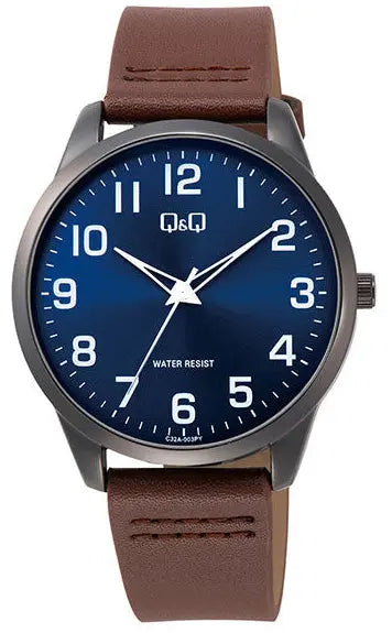 Q&Q C32A-003PY Brown Leather Strap