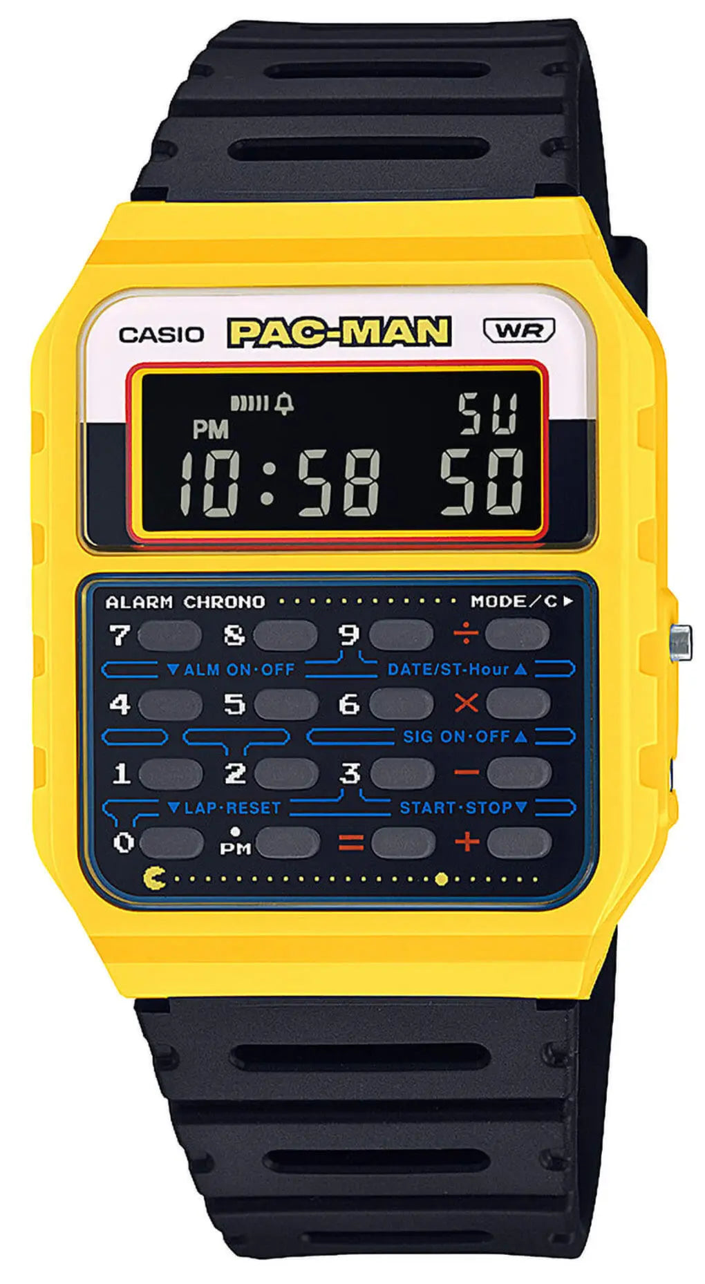 CASIO CA-53WPC-1BER Pac Man Calculator Black Rubber Strap