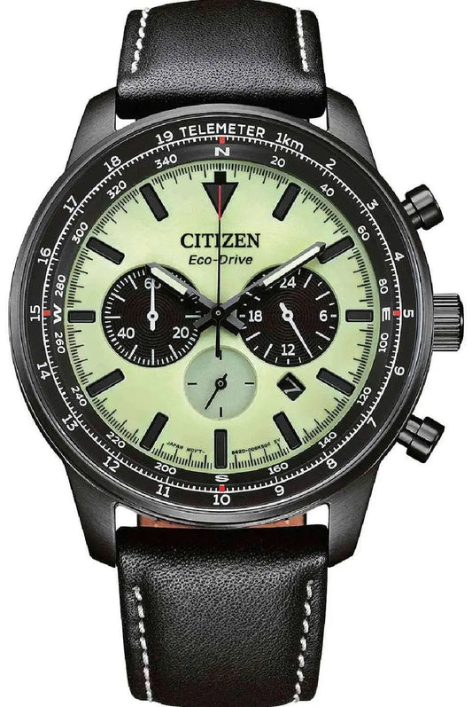 Citizen CA4505-21X Eco-Drive Chronograph Black Leather Strap