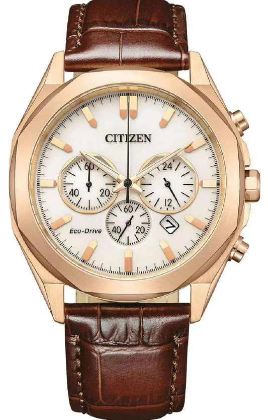 Citizen CA4593-15A Eco-Drive Chronograph Brown Leather Strap