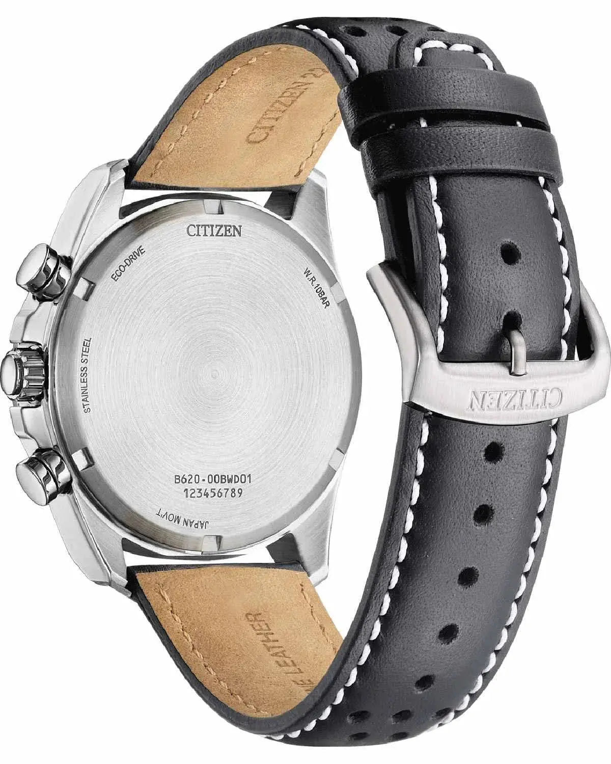 Citizen CA4640-09A Eco-Drive Chronograph Black Leather Strap