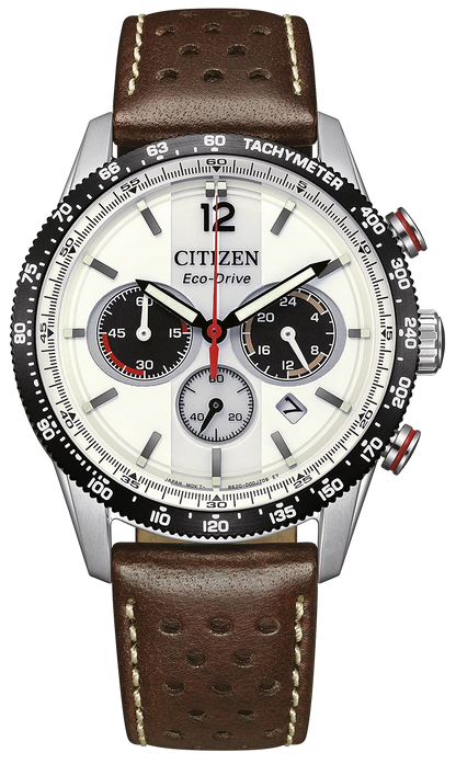 Citizen CA4714-04A Eco-Drive Chronograph Brown Leather Strap