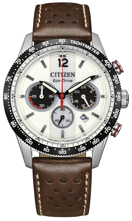 Citizen CA4714-04A Eco-Drive Chronograph Brown Leather Strap