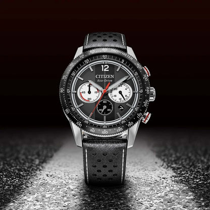 Citizen CA4717-06E Eco-Drive Chronograph Black Leather Strap