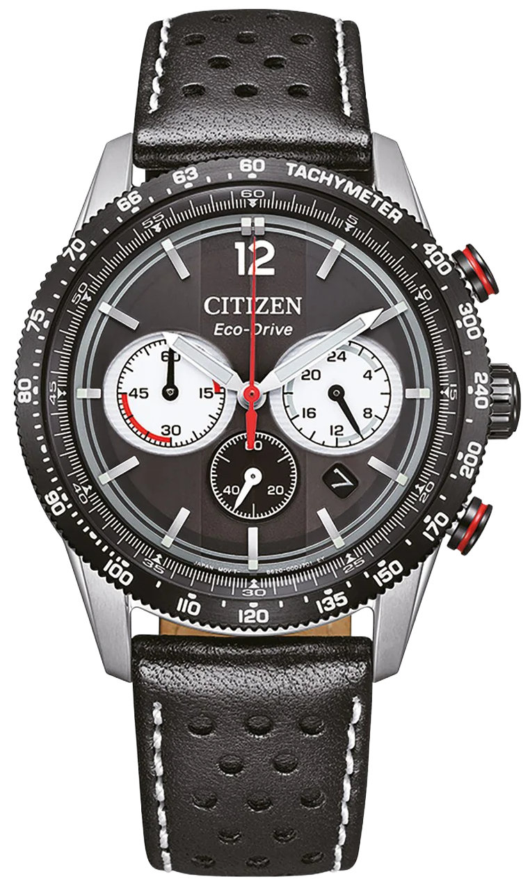 Citizen CA4717-06E Eco-Drive Chronograph Black Leather Strap
