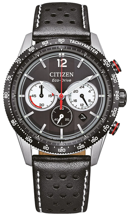 Citizen CA4717-06E Eco-Drive Chronograph Black Leather Strap