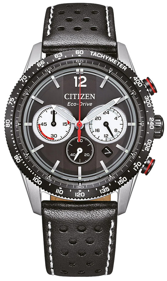 Citizen CA4717-06E Eco-Drive Chronograph Black Leather Strap