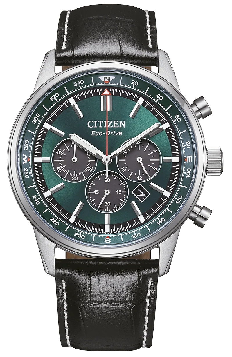 Citizen CA4720-01X Eco-Drive Chronograph Black Leather Strap