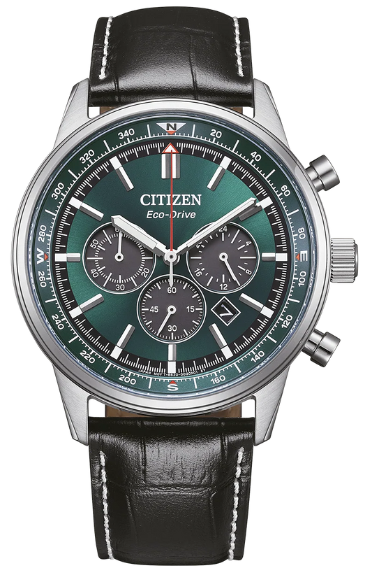 Citizen CA4720-01X Eco-Drive Chronograph Black Leather Strap