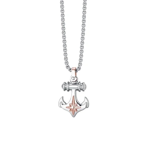 Luca Barra CA437 Men's Steel Necklace with Anchor