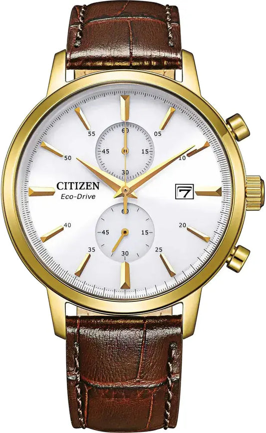 Citizen CA7062-15A Eco-Drive Chronograph Brown Leather Strap