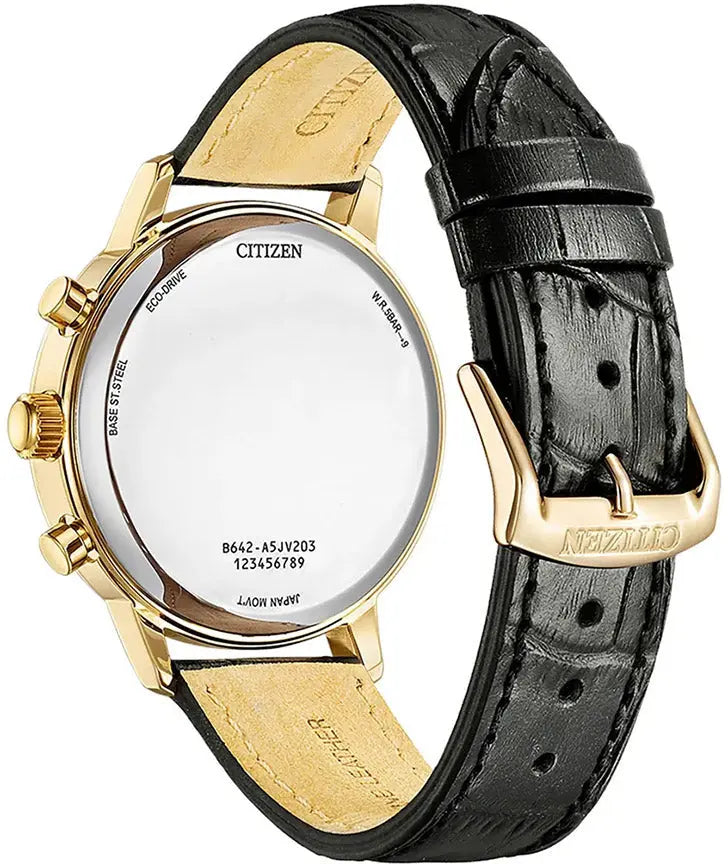 Citizen CA7067-11H Eco-Drive Chronograph Black Leather Strap