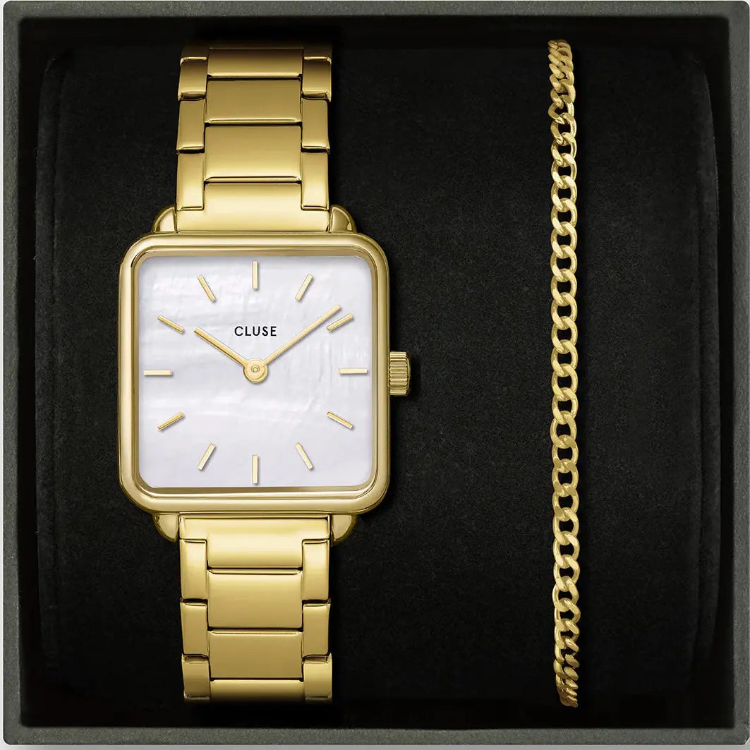 Cluse CG10327 La Tétragone Gold Stainless Steel Bracelet Gift Box