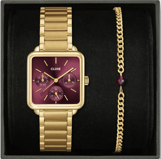 Cluse CG13801 La Tétragone Multifunction Gold Stainless Steel Bracelet Gift Box