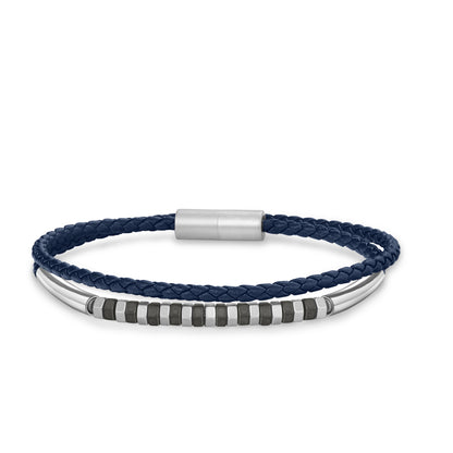 Cerruti CIAGB0000302 Duas Men's Leather and Steel Bracelet