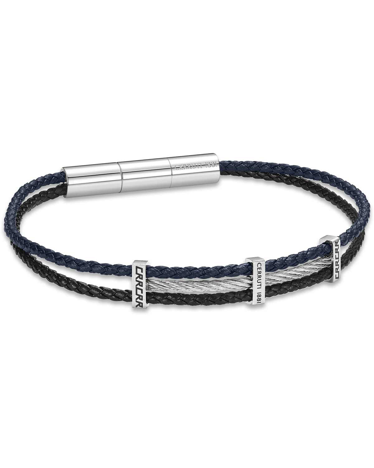 Cerruti CIAGB0000303 Duas Men's Leather and Steel Bracelet