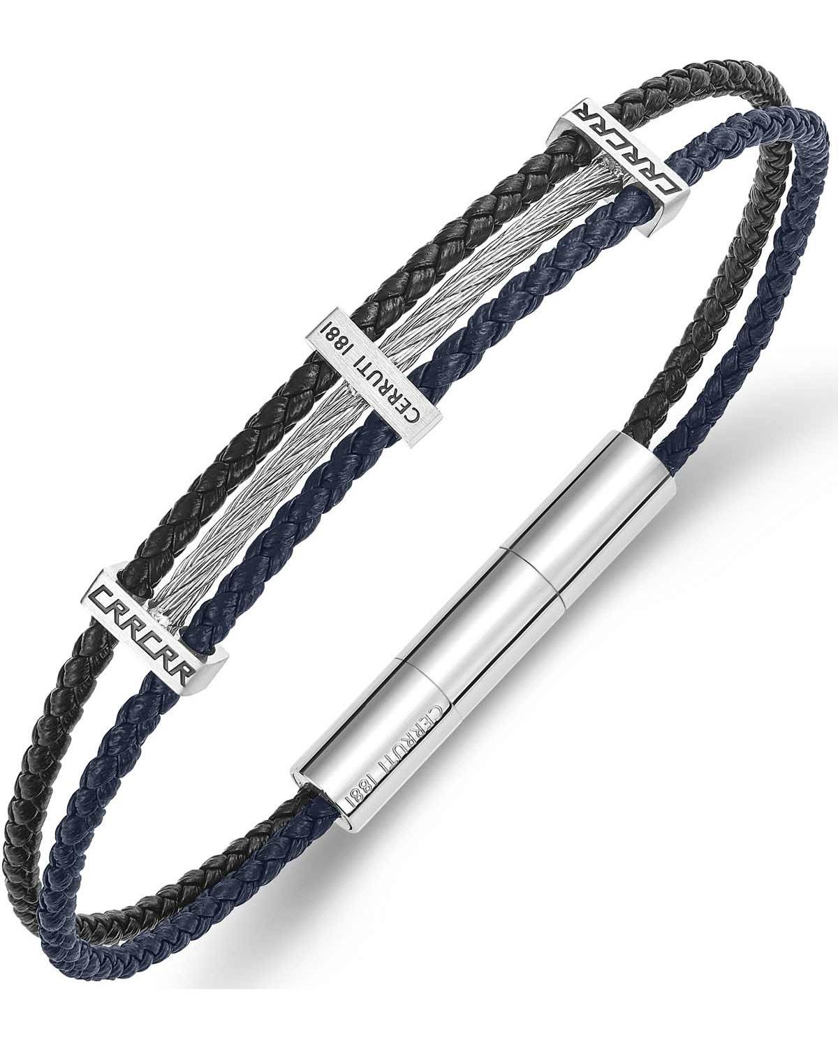 Cerruti CIAGB0000303 Duas Men's Leather and Steel Bracelet