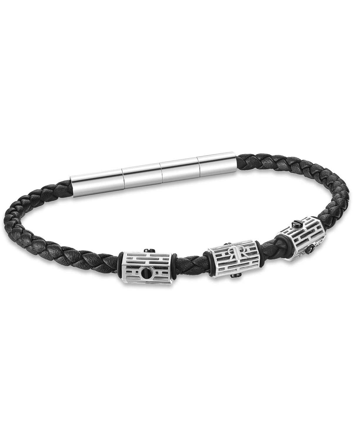 Cerruti CIAGB0000303 Duas Men's Leather and Steel Bracelet