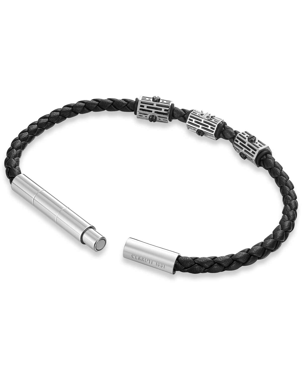 Cerruti CIAGB0000303 Duas Men's Leather and Steel Bracelet